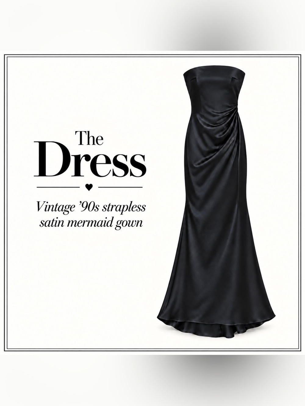 Vintage Y2K Le Château Black Satin Strapless Ruched Mermaid Gown XS